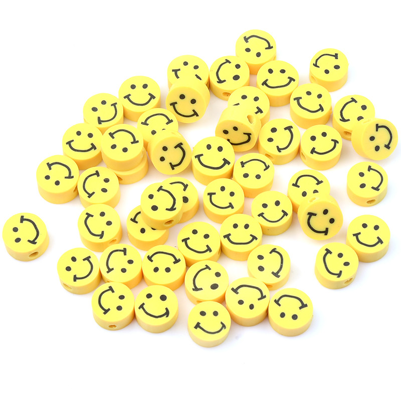 30Pcs/Lot Žuti Smajli Meke Glinene Perle Za Izradu Nakita Labavi Odstojnik Ogrlica Narukvice DIY Dodaci Veleprodaja