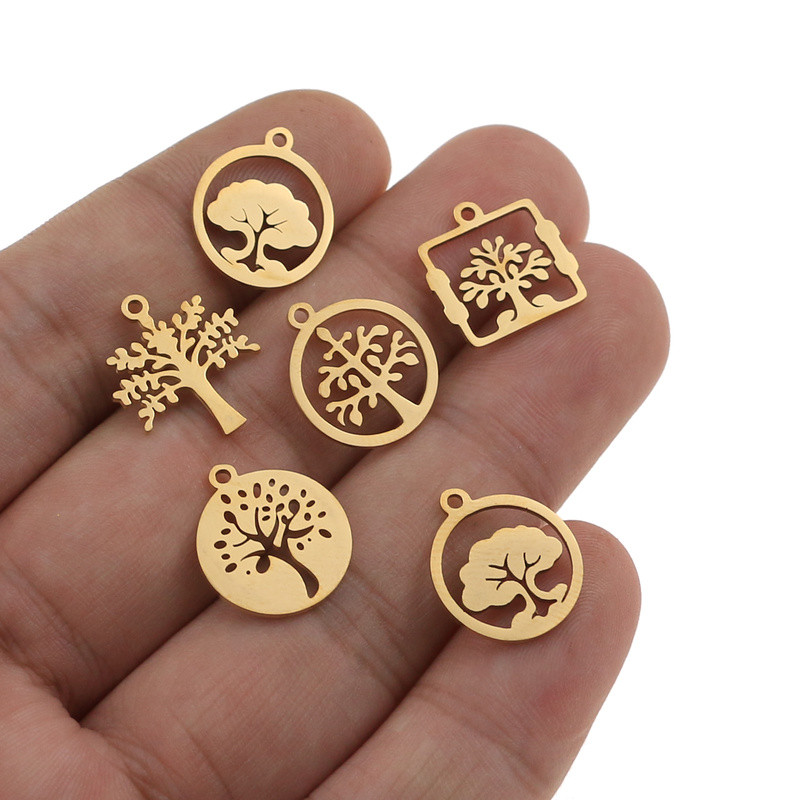 10kom pozlaćeni miks od nehrđajućeg čelika Životno stablo Privjesak DIY Ogrlica Narukvica Izrada nakita Ručno izrađeni zanatski dodaci