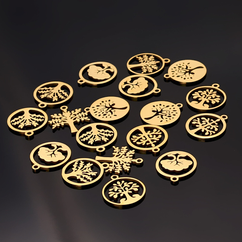 10kom pozlaćeni miks od nehrđajućeg čelika Životno stablo Privjesak DIY Ogrlica Narukvica Izrada nakita Ručno izrađeni zanatski dodaci