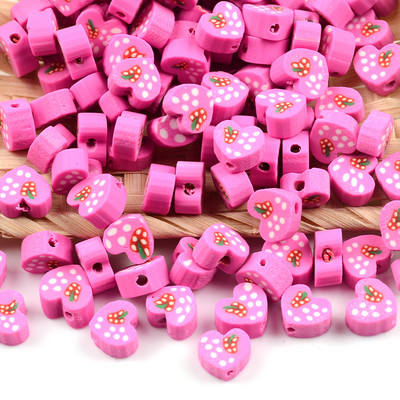 Ružičasto crvena perle od polimerske gline u obliku srca Odstojnik Rasute perle za izradu nakita Privjesak Narukvica Ogrlica DIY dodaci