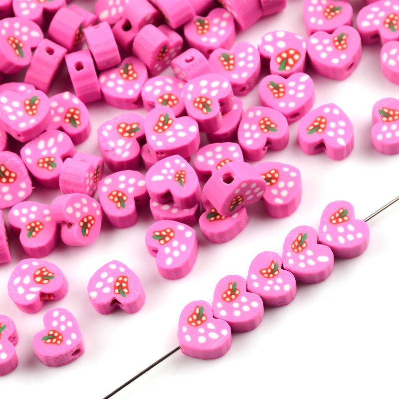 Ružičasto crvena perle od polimerske gline u obliku srca Odstojnik Rasute perle za izradu nakita Privjesak Narukvica Ogrlica DIY dodaci