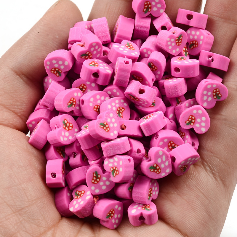 Ružičasto crvena perle od polimerske gline u obliku srca Odstojnik Rasute perle za izradu nakita Privjesak Narukvica Ogrlica DIY dodaci