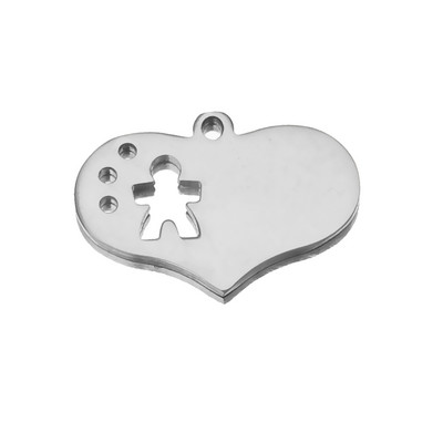 5PCS privjesaka šuplje ljupko srce 22x15 mm privjesci od nehrđajućeg čelika Izrada DIY ručno rađenih obiteljskih dječaka djevojčica pribor za izradu nakita