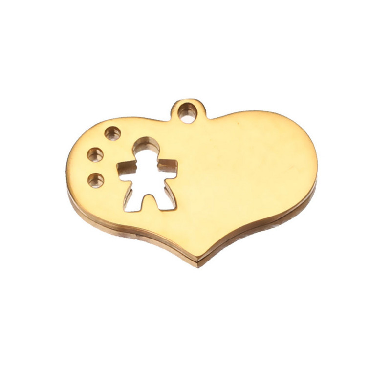 5PCS privjesaka šuplje ljupko srce 22x15 mm privjesci od nehrđajućeg čelika Izrada DIY ručno rađenih obiteljskih dječaka djevojčica pribor za izradu nakita