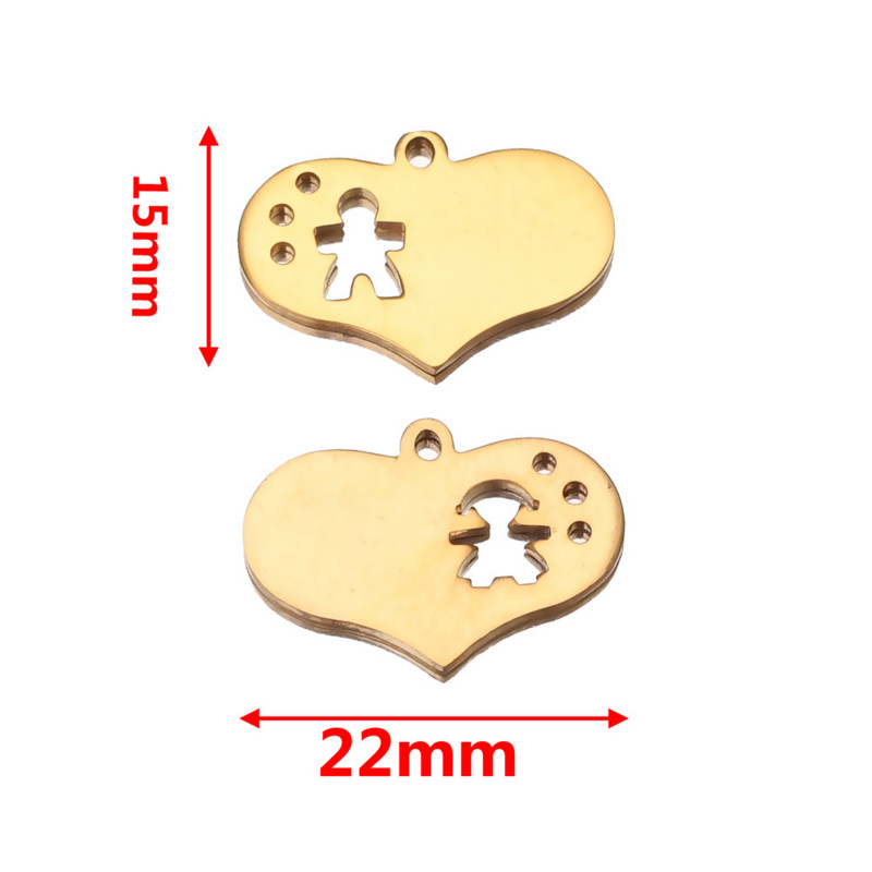 5PCS privjesaka šuplje ljupko srce 22x15 mm privjesci od nehrđajućeg čelika Izrada DIY ručno rađenih obiteljskih dječaka djevojčica pribor za izradu nakita