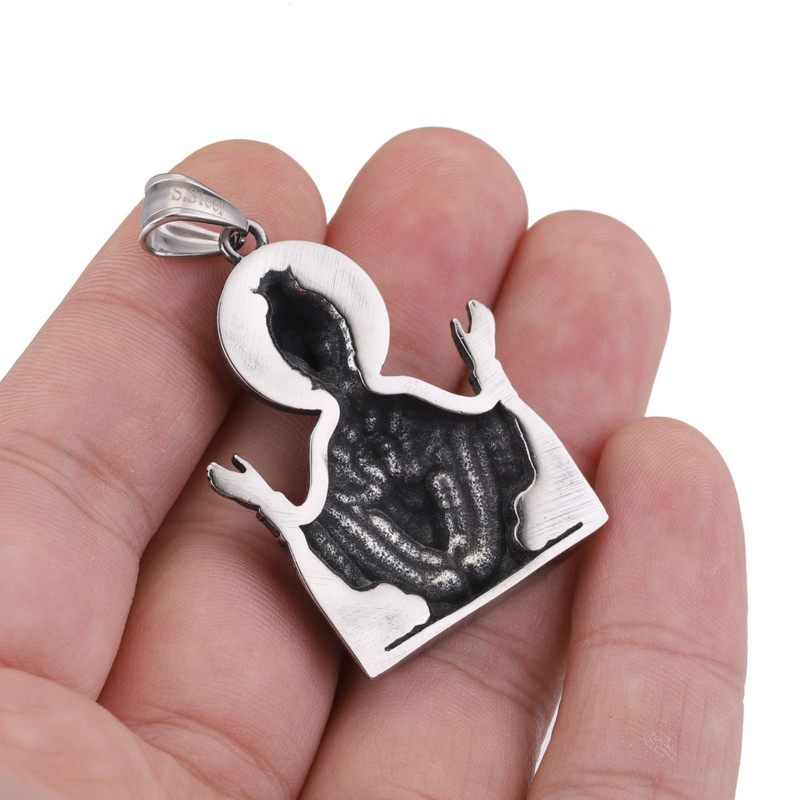 316L rozsdamentes acél 3D Boldogságos Szűz Mária medálok ékszerkészítéshez Retro Tone Charms barkácsolás vízálló nyaklánc