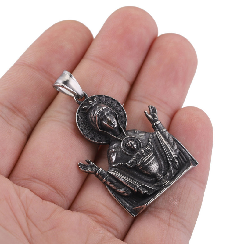 316L rozsdamentes acél 3D Boldogságos Szűz Mária medálok ékszerkészítéshez Retro Tone Charms barkácsolás vízálló nyaklánc