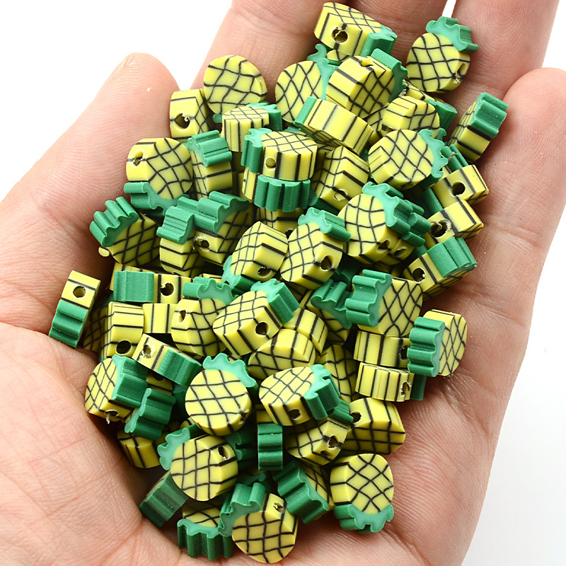 30 kom/Parta Perle od polimerske gline u obliku ananasa od 10 mm, labave kuglice s odstojnicima za izradu nakita Dodaci za DIY narukvice