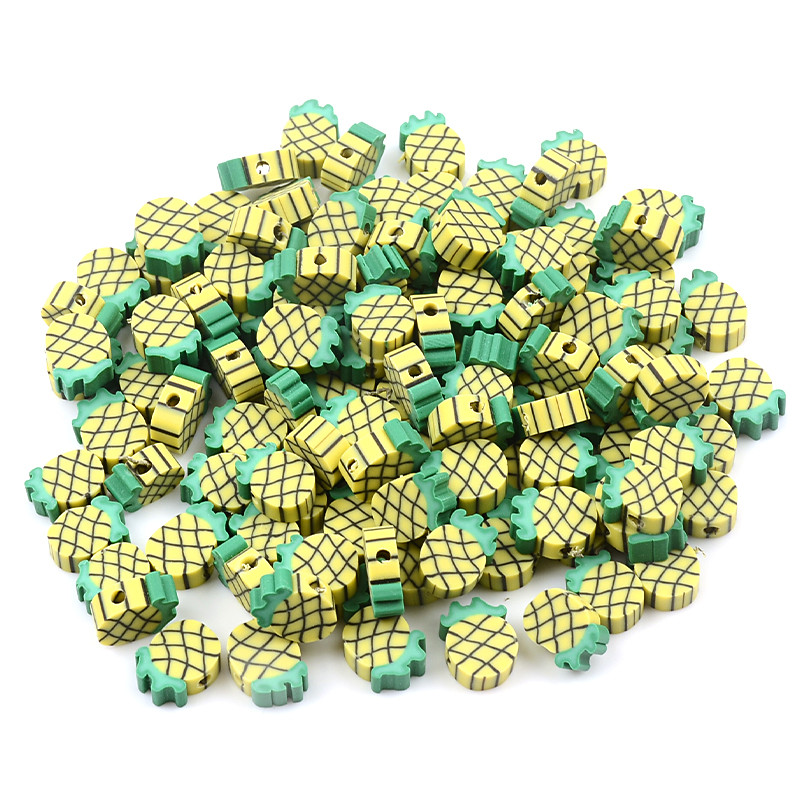 30 kom/Parta Perle od polimerske gline u obliku ananasa od 10 mm, labave kuglice s odstojnicima za izradu nakita Dodaci za DIY narukvice