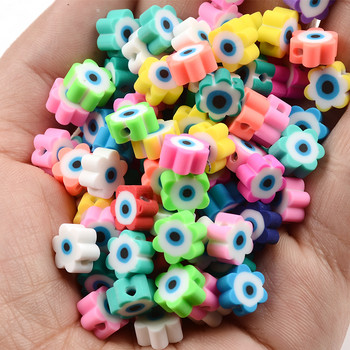 Πολύχρωμο σχήμα λουλουδιών Eye Polymer Clay beads Spacer Loose Evil Beads for Jewelry Making Charm βραχιόλι κολιέ DIY αξεσουάρ