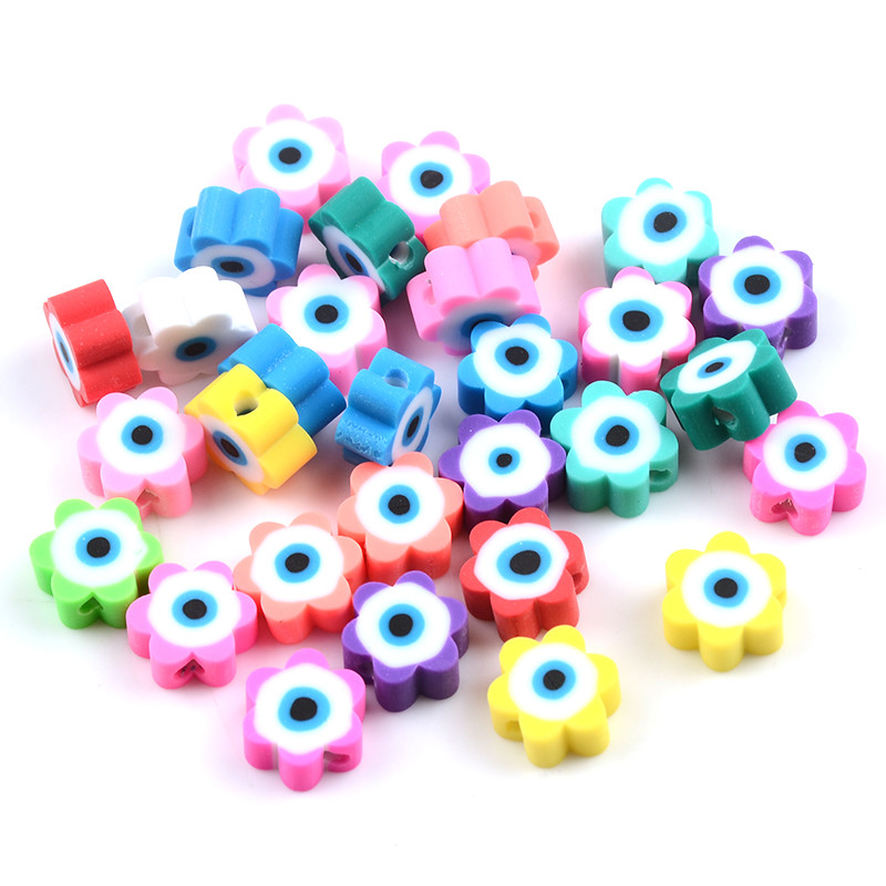 Šareni cvijet u obliku oka Perle od polimerske gline Odstojnik Loose Evil Perle za izradu nakita Narukvica s privjescima Ogrlica DIY dodaci