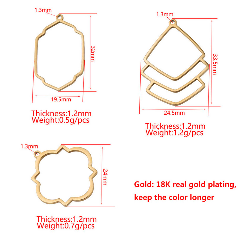 5pcs/lot Poliranje Izdubljeni lepezasti ukrasni konektori za privjeske od nehrđajućeg čelika Bohemia šarm DIY naušnice Izrada nakita