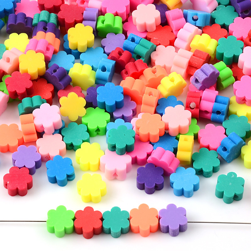 30 kom/partija 10 mm jednobojne šarene perle od polimerske gline u obliku cvijeta za izradu nakita, labave perle s razmaknicama Dodaci za narukvice DIY