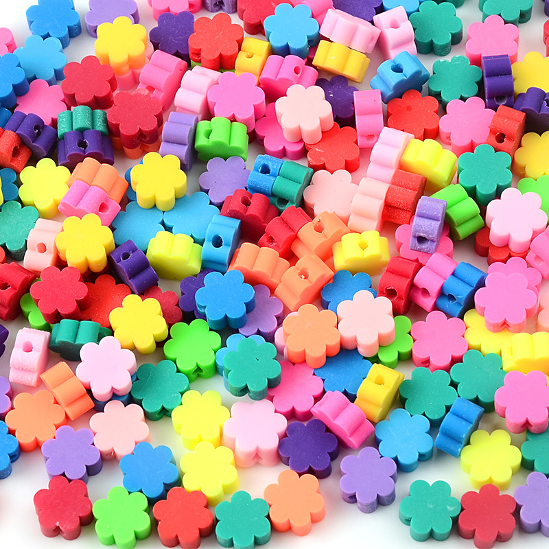30 kom/partija 10 mm jednobojne šarene perle od polimerske gline u obliku cvijeta za izradu nakita, labave perle s razmaknicama Dodaci za narukvice DIY