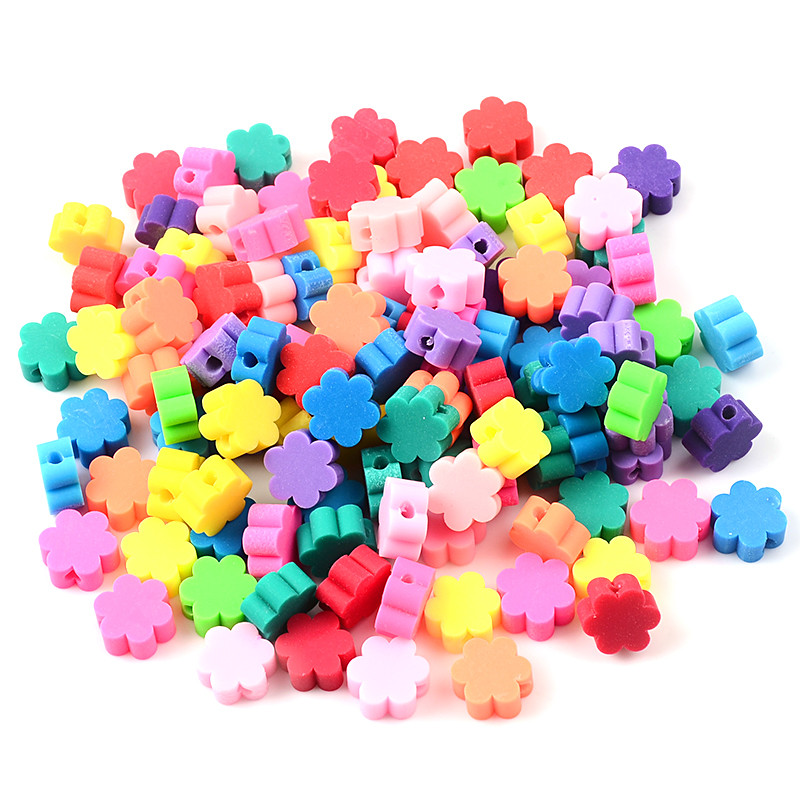 30 kom/partija 10 mm jednobojne šarene perle od polimerske gline u obliku cvijeta za izradu nakita, labave perle s razmaknicama Dodaci za narukvice DIY