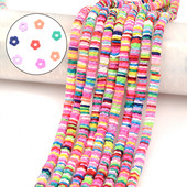 Apie 300 ~ 320 vnt 6 mm gėlių plokščių apvalių polimerinių molinių karoliukų drožlių diskas laisvas tarpiklis rankų darbo karoliukai, skirti pasidaryk pats papuošalams gaminti apyrankę