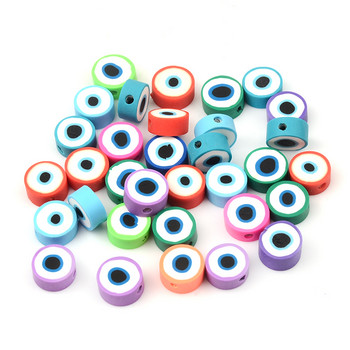 Μόδα πολύχρωμες επίπεδες στρογγυλές χάντρες ματιών Μαλακές κακές πήλινες χάντρες για βραχιόλι κολιέ Κατασκευή κοσμημάτων DIY