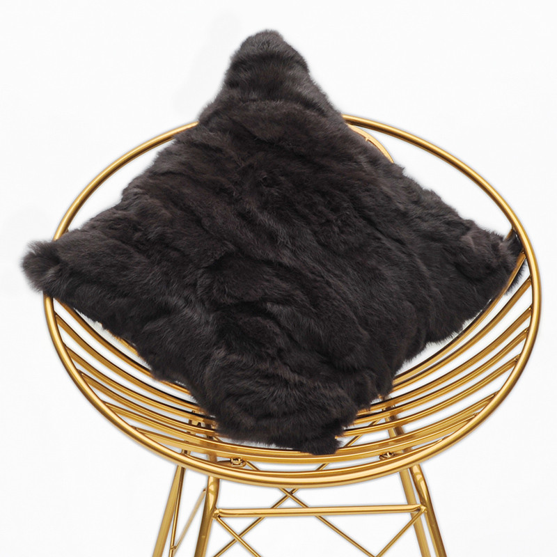 CX-D-17U Ukrasni jastuci za kauč Tamno smeđa prava zečja krzna patchwork jeftinog dizajna Jastučnica