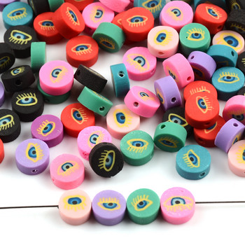 Πολύχρωμο Επίπεδο Στρογγυλό Σχήμα Eye Evil Πολυμερές Πήλινες Χάντρες Spacer Loose Beads για Κοσμήματα Κατασκευή γούρι βραχιόλι κολιέ DIY