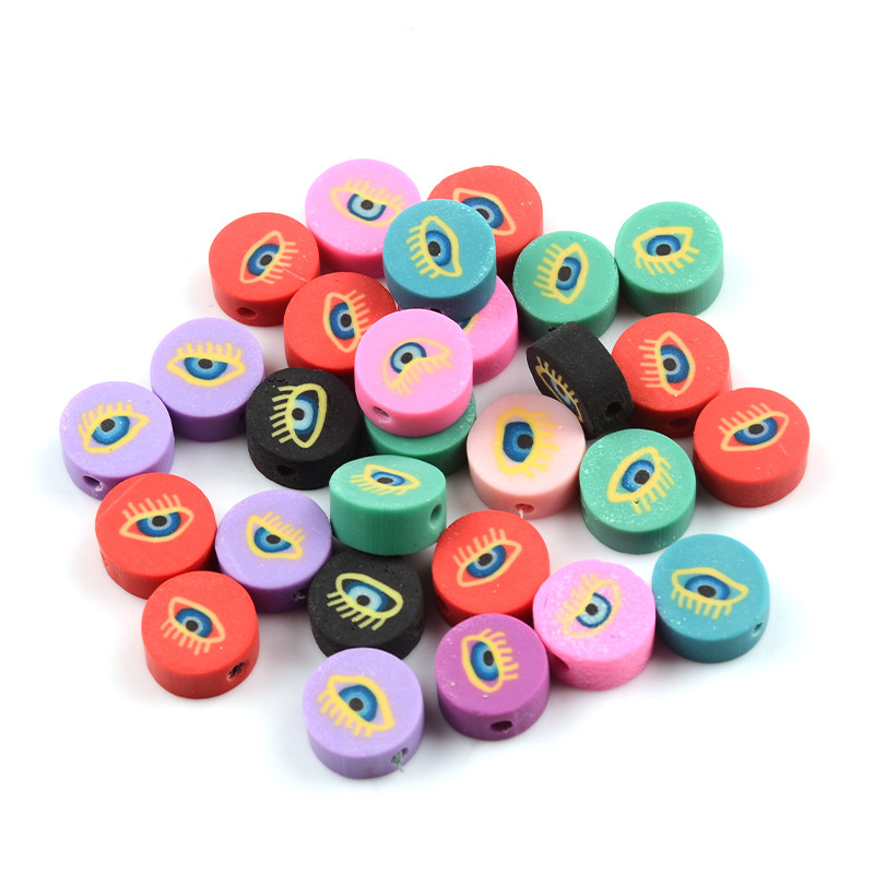 Šarene plosnate kuglice okruglog oblika, oko, zle perle od polimerske gline, odstojnik, labave perle za izradu nakita, narukvica s privjescima, ogrlica DIY