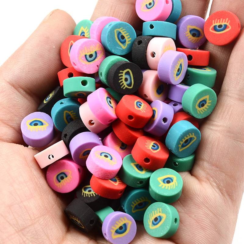Šarene plosnate kuglice okruglog oblika, oko, zle perle od polimerske gline, odstojnik, labave perle za izradu nakita, narukvica s privjescima, ogrlica DIY