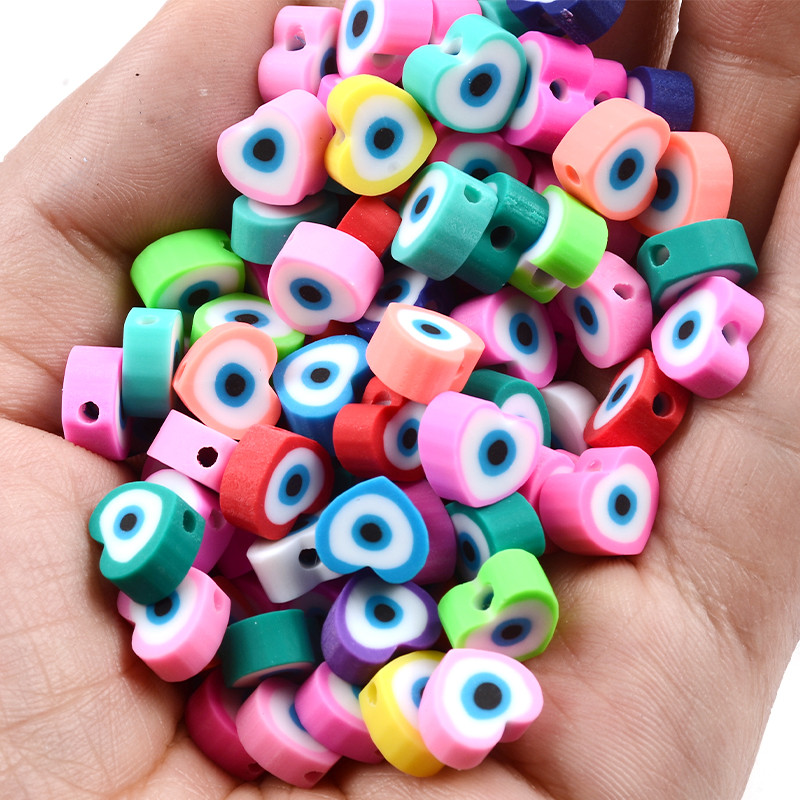 Šareni srcolik u obliku oka Polimer Zle glinene perle Odstojnik Rasute perle za izradu nakita Narukvica s privjeskom Ogrlica DIY dodaci