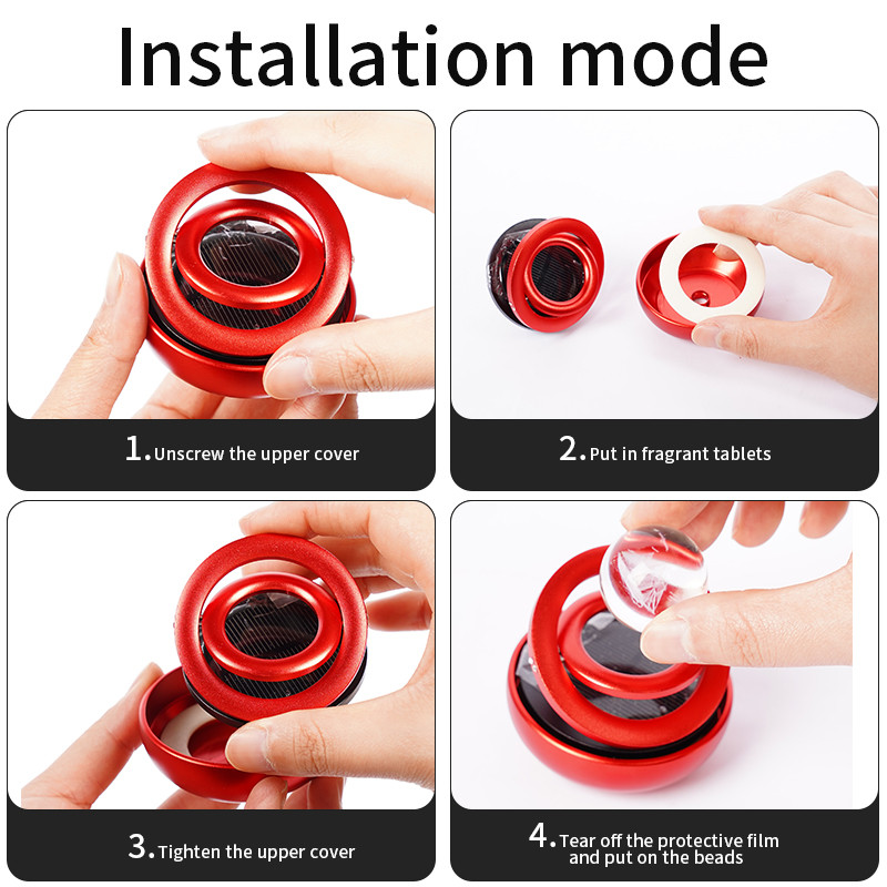 Päikeseenergia auto õhuvärskendaja Pöörlev aroomiteraapia hajutavad tarvikud Sisustus Vastupidav originaal parfüümitarvikud meestele ja naistele