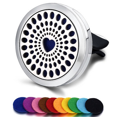 Korduvtäidetav auto õhuvärskendaja lõhn parfüümi difuusori klamber Auto Vent eeterlik õli roostevabast terasest medaljoni sisetarvikud