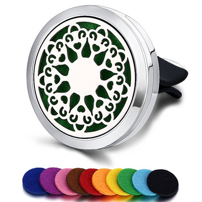 Korduvtäidetav auto õhuvärskendaja lõhn parfüümi difuusori klamber Auto Vent eeterlik õli roostevabast terasest medaljoni sisetarvikud