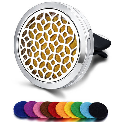 Korduvtäidetav auto õhuvärskendaja lõhn parfüümi difuusori klamber Auto Vent eeterlik õli roostevabast terasest medaljoni sisetarvikud