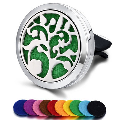 Korduvtäidetav auto õhuvärskendaja lõhn parfüümi difuusori klamber Auto Vent eeterlik õli roostevabast terasest medaljoni sisetarvikud