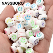 30 komada 10 mm šareni osmijeh perle od bijele gline ravne okrugle perle polimerne perle za izradu nakita DIY ručno izrađeni dodaci za nakit