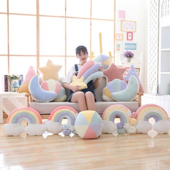 Плюшени небесни възглавници Candy Color Rainbow Cloud Star Moon Cushion Seat Throw Възглавница Играчка за подарък за дете Начало Всекидневна Офис Декор