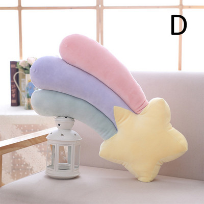 Perne de pluș cu cer de culoare bomboană, curcubeu, nor, stea, lună, pernă, pernă pentru scaun, jucărie, cadou pentru copii, acasă, sufragerie, birou, decor