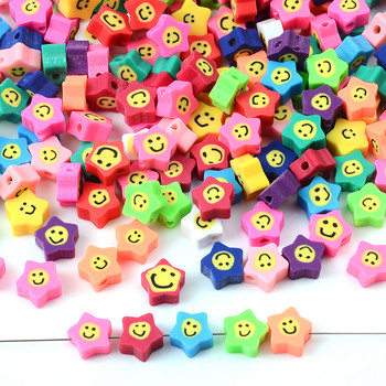 30 τμχ/Παρτίδα 10 χιλιοστά Smiley Beads Σχήμα αστεριού Πηλός Spacer Beads Πολυμερές Πήλινες Χάντρες για Χειροποίητα Αξεσουάρ DIY Κατασκευής κοσμημάτων