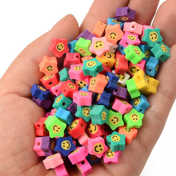 30 τμχ/Παρτίδα 10 χιλιοστά Smiley Beads Σχήμα αστεριού Πηλός Spacer Beads Πολυμερές Πήλινες Χάντρες για Χειροποίητα Αξεσουάρ DIY Κατασκευής κοσμημάτων