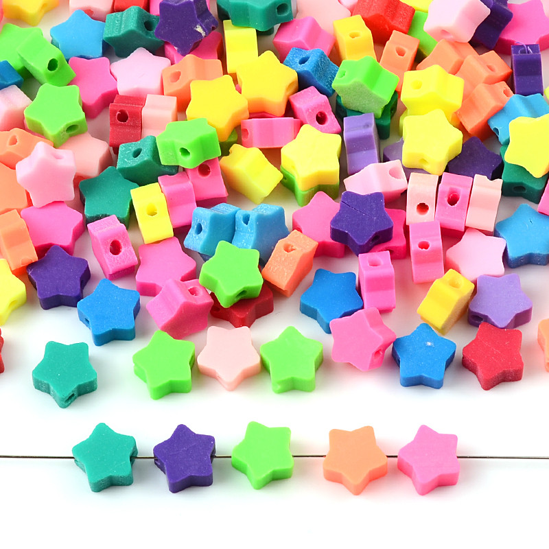 30 kom/Parta 10 mm jednobojne šarene zvjezdaste perle od polimerske gline za izradu nakita, labave perle s razmaknicama DIY ručno rađeni dodaci