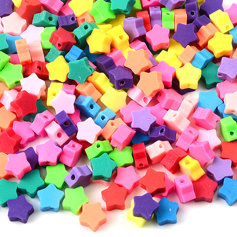 30 kom/Parta 10 mm jednobojne šarene zvjezdaste perle od polimerske gline za izradu nakita, labave perle s razmaknicama DIY ručno rađeni dodaci