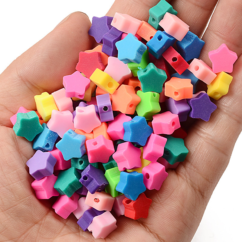 30 kom/Parta 10 mm jednobojne šarene zvjezdaste perle od polimerske gline za izradu nakita, labave perle s razmaknicama DIY ručno rađeni dodaci