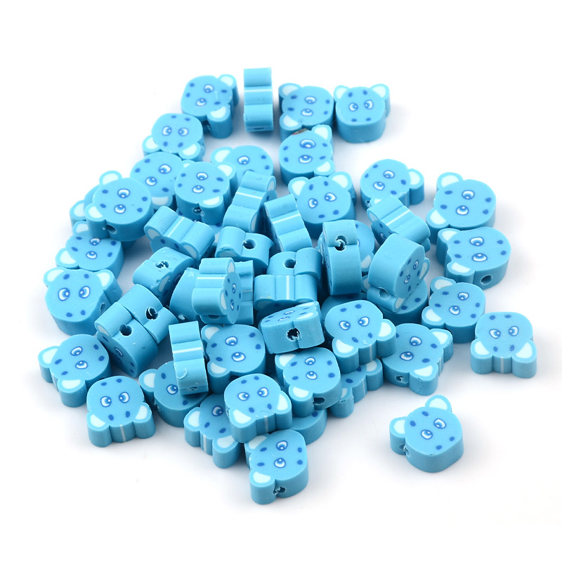 30 kom/lot Perle od polimerske gline s glavom plave krave Opuštene perle s odstojnicima za izradu nakita Narukvica DIY dodaci Perla Ručna izrada