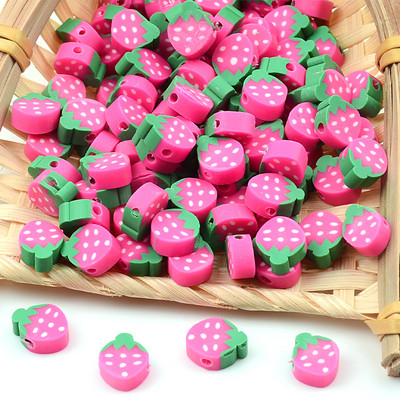 30kom/60kom/90kom Ružičaste perle od polimerske gline u obliku jagode labave perle s razmaknicama za izradu nakita Ručno izrađena DIY narukvica ogrlica