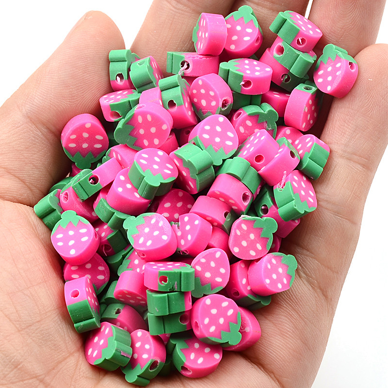 30kom/60kom/90kom Ružičaste perle od polimerske gline u obliku jagode labave perle s razmaknicama za izradu nakita Ručno izrađena DIY narukvica ogrlica