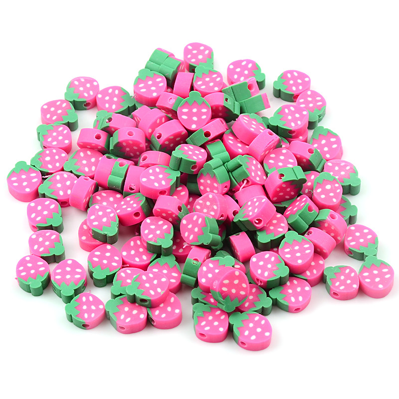 30kom/60kom/90kom Ružičaste perle od polimerske gline u obliku jagode labave perle s razmaknicama za izradu nakita Ručno izrađena DIY narukvica ogrlica
