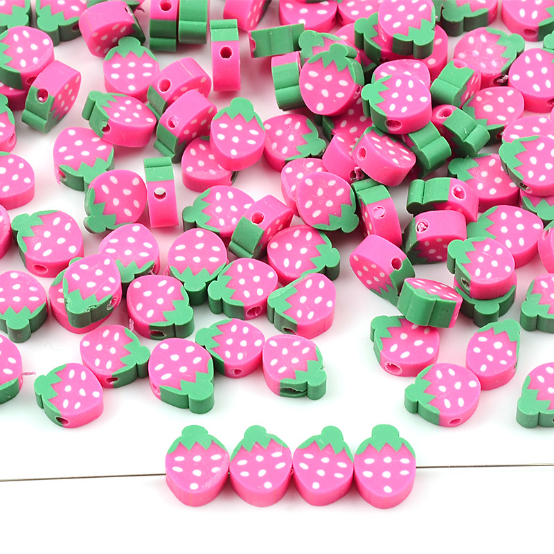 30kom/60kom/90kom Ružičaste perle od polimerske gline u obliku jagode labave perle s razmaknicama za izradu nakita Ručno izrađena DIY narukvica ogrlica