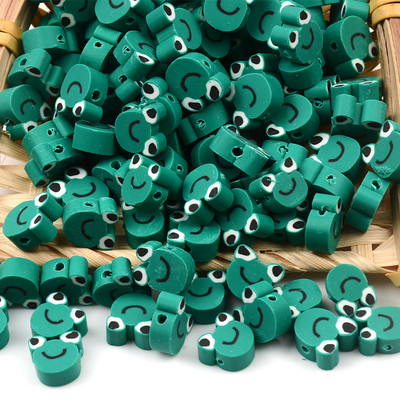 30 kom/lot Perle od polimerske gline s glavom zelene žabe, labave perle s odstojnicima za izradu nakita, narukvica, ručno rađena perla za DIY dodatke