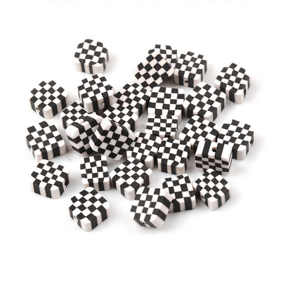 30 vnt./Aikštelė Juodi balti kvadratiniai karoliukai polimeriniai moliniai karoliukai laisvi tarpiniai karoliukai papuošalams gaminti „pasidaryk pats“ apyrankių priedai Amatai