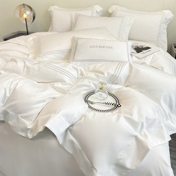 Комплект спално бельо от 100% памук, домашен текстил, три линии, бродерия, луксозна калъфка за възглавница, чаршаф, калъфка за юрган Twin/Queen/Single Bed
