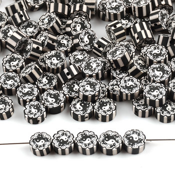 Λευκό μαύρο Tai Chi Flower Polymer Clay Beads Spacer Loose Beads for Jewelry Making Charm βραχιόλι κολιέ DIY Αξεσουάρ