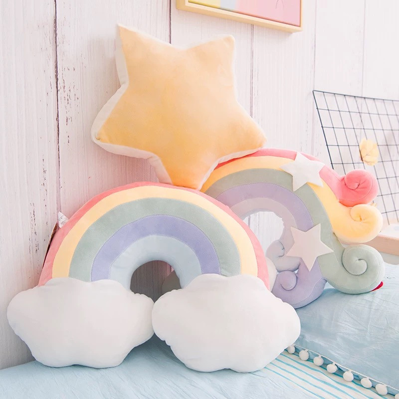 Ins Hot Candy Rainbow Lucky Cloud Star Moon pliušinė pagalvė Spalvinga karūna Memeor Pagalvė Pagalvė Sofa Namų puošmena Išmeta pagalvė