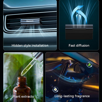 Baseus Car Freshener Άρωμα Άρωμα για Auto Air Vent Freshener 60 ημερών Μεγάλης διάρκειας Scent Mini Car Clip Diffuser